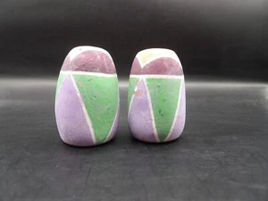 Vintage New Mexico Clay Salt-Pepper Shakers Hand Painted 2"x3" No Stoppers - Picture 1 of 6