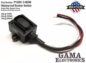 Waterproof Rocker Switch 3 Position Momentary On-Off-Momentary On - P12001-3-MOM - Picture 1 of 2