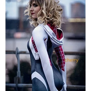 Damen Spinne Gwen Stacy Kostüm Spider-Gwen Cosplay Overall Halloween Figur - Bild 1 von 20
