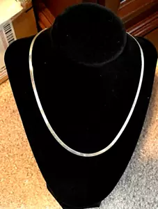 STERLING SILVER MILOR ITALY 18" REVERSIBLE HERRINGBONE CHAIN NECKLACE 3mm 7.1g - Picture 1 of 9