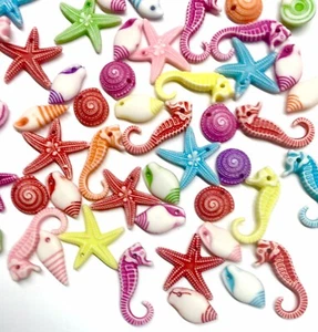 50 pcs Ocean Creature Theme Charm Acrylic Beads - Picture 1 of 2