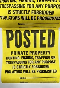 Posted Privateigentum No Hunting No Trespassing TYVEK SIGNS 10 PC Owners Note - Bild 1 von 5