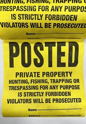 Posted Private Property No Hunting No Trespassing TYVEK SIGNS 10 PCS Owners Note - Image 1 of 4