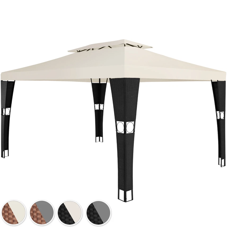 Pavillon 3x4m wasserfest Polyrattan Partyzelt Festzelt Gartenzelt mit UV-Schutz - Bild 1 von 1