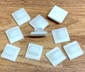 10x SELF ADHESIVE NYLON CABLE CLIPS SIZE SMALL 16mm x 16mm FOR 6mm CABLE - Picture 1 of 2