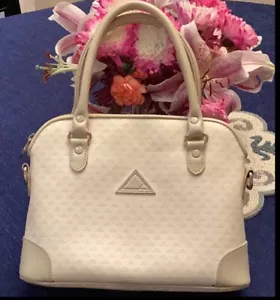 Liz Claiborne Vintage Ivory/Taupe Logo Small Purse Handbag Satchel- EUC! - Picture 1 of 17