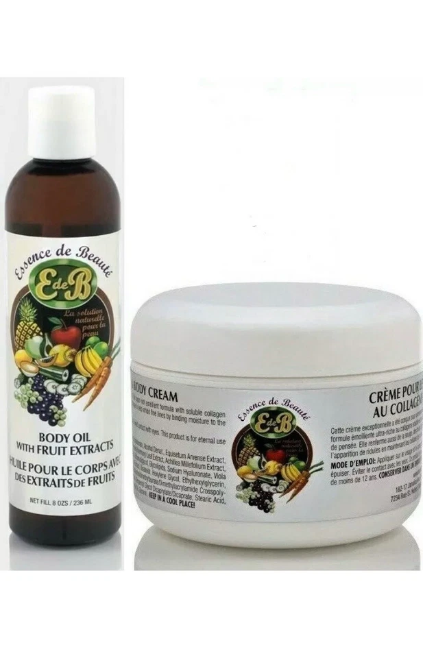 (Pack de 2) Aceite Corporal Essence de Beauté 8oz + Crema de Colágeno y Vitamina E 4oz Foto 1 de 1