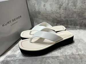 KURT GEIGER LONDON WHITE LEATHER SUMMER SANDALS - Picture 1 of 4