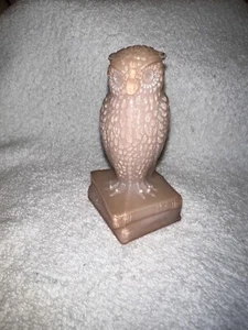 Degenhart Eule Glas Briefbeschwerer Krone toskanisch rosa - 3,5" hoch - Bild 1 von 7