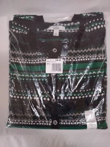Croft & Barrow The Extra Cozy Cardigan Button Front Green Patterned Women's L - Picture 1 of 6
