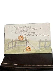 Halloween Postcard Vintage Two JOL, Broken Fence 800 FA Owens Co.Danesville, NY - Picture 1 of 3