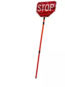 Stop Slow Roll-Up Paddle Sign Kit Double Sided Reflective Vinyl - Picture 1 of 11