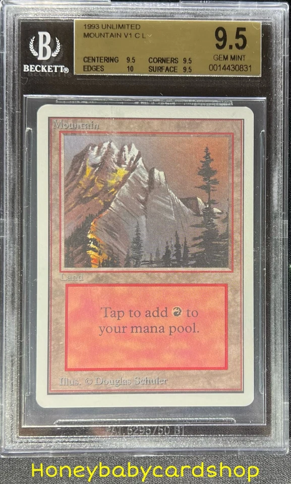 MTG Unlimited Edition 1993 Mountain (A) BGS 9.5Q+ (TRUE QUAD+) GEM MINT 93/94 - Image 1 of 4