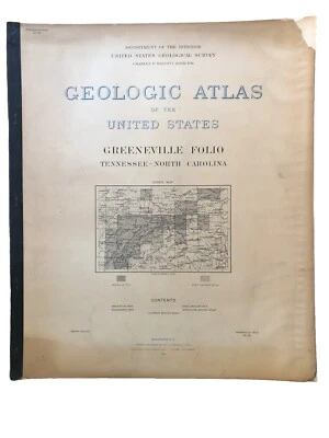 Antique 1905 US Geological Atlas Greenville Tennessee-North Carolina Folio Maps - Image 1 of 4