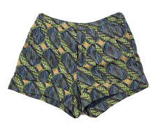 Stevie May Womens Size S Blue Green Geometric Print High Waisted Shorts NWOT
