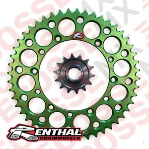 Kawasaki KX450F RENTHAL LEGIERUNG HINTEN STAHL VORDERE DREHRÄDER GRÜN 2006-2024 13/51T - Bild 1 von 5