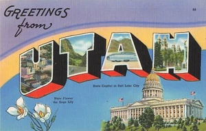 Utah großer Brief Postkarte Grüße Multi View Kapitol über 1940er Jahre F4 - Bild 1 von 2