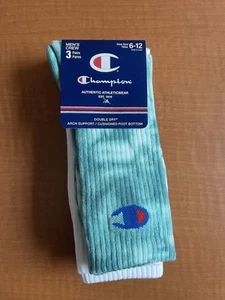 Calze Champion Uomo Crew 3 Paia Performance Verde Tie Dye Grigio Bianco Taglia 6-12 - Foto 1 di 4