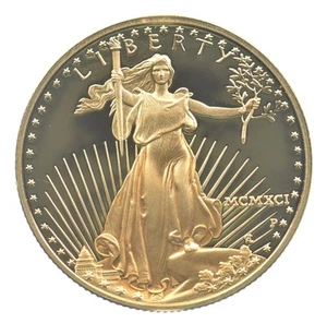 1991-P $25 American Gold Eagle 1/2 Oz Gold Proof *0887 - Picture 1 of 3