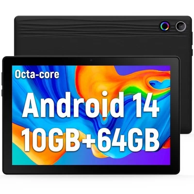 JENBIZZ 2025 Newest Android 14 Tablet 64GB ROM (1TB TF) 10 inch WiFi 5000mah Dual Camera