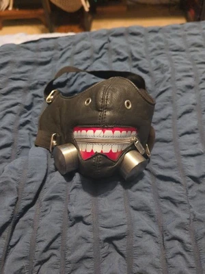 Ken Kaneki Inspired Punk Leather Costume Zipper Mouth Masquerade Mask Accessory - Image 1 of 4