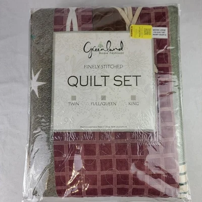 Greenland Home Fashions Moose Lodge Quilt Blanket Full/Queen Bedding 86x86 NEW - Image 1 of 4