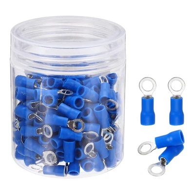 150Pcs Insulated Ring Terminal RVS1.25-4 22-16AWG Crimp Terminals Blue Foto 1 de 4