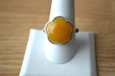 15.90ct Natural Yellow Jade / Citrine Ring Rhodium over Fine Silver Size 9 - Image 1 of 4