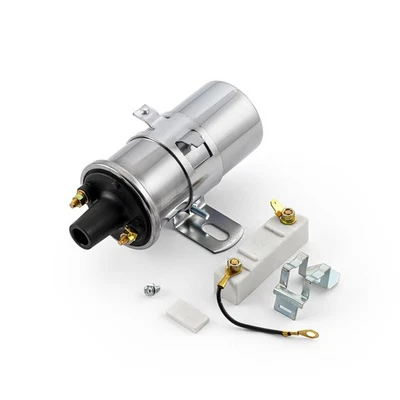 Bobina de ignição eletrônica 12V redonda cheia de óleo fêmea vasilha redonda cromada - Imagem 1 de 4