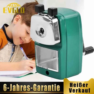 Kurbel Manuelle Spitzmaschine Bleistiftspitzer mit Behälter Kurbelanspitzer  - Bild 1 von 4