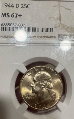 1944 D Washington Quarter MS67+ NGC! Incredible Luster Top Quality Grade/color - Image 1 of 4
