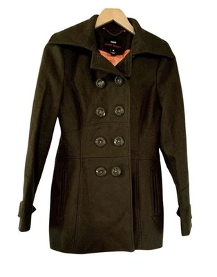 Miss Sixty M60 Green Double Breasted Wool Blend Military Peacoat Jacket Small - Image 1 of 4