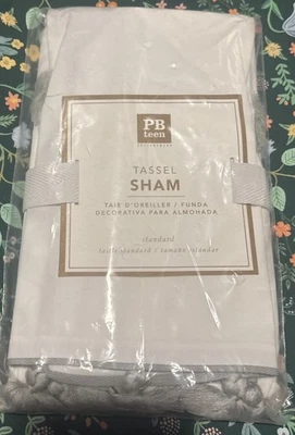 Nuevo POTTERY BARN Adolescente Borla Gris ALMOHADA SHAM Estuche Algodón Estándar Foto 1 de 4