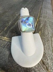 925 Sterling Silver Natural Blue Labradorite Gemstone Vintage Ring Sz 5 ~ 13.53g - Picture 1 of 6