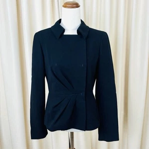 Max Mara Studio Womens Jacket Structured Drape Black Luxury Cinched Size 8 - 10 - Picture 1 of 6