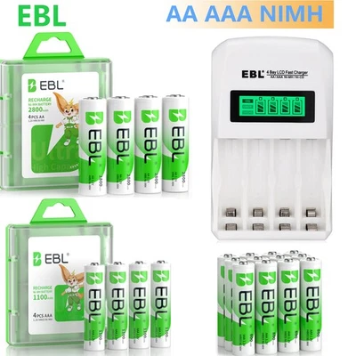 Lote de Baterías Recargables EBL AAAA 1.2V NiMh 2800mah 2300mah con Cargador LCD Foto 1 de 4