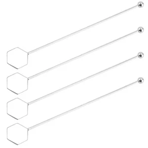  4pcs Metal Stirring Sticks Decorative Juice Stirrers Reusable Cocktail Stirring - Picture 1 of 12