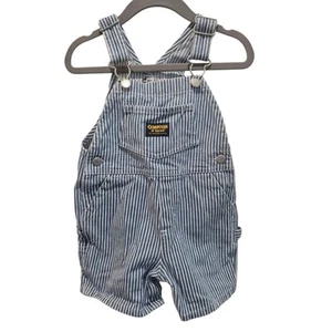 Osh Kosh Baby b’Gosh Vestbak Railroad Stripes Overalls Shorts Size 6-9 months - Picture 1 of 5