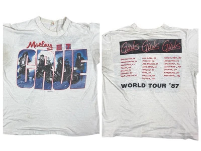 Camiseta De Colección Motely Crue 1987 Niñas Niñas Gira Mundial '87 Ciudades Pantalla Estrella Foto 1 de 4