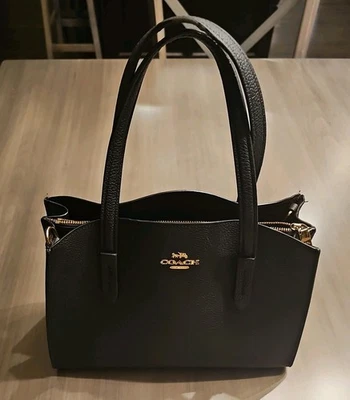 Cartera Coach Charlie 28 negra/dorada 29529 de cuero granulado  Foto 1 de 4