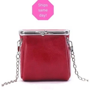 Bandolera de cuero rojo con correas de cadena Jan 25 - Imagen 1 de 2