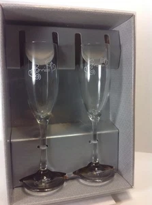 9" Hortense B. Hewitt Co. 'Bride & Groom' Champagne TOASTING FLUTE GLASSES - Picture 1 of 7