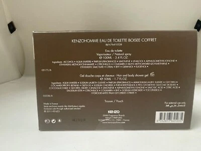 KENZO HOMME BOISEEE por Kenzo Juego de 3 piezas: 3,4 OZ eau de parfum spray 1,7 OZ gel y bolsa NUEVO EN CAJA RARO Foto 1 de 4