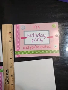 Birthday Party Invitations 8 Card Set Envelopes Pink Cupcake Blank New - Picture 1 of 7