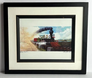 Raro Firmado Estampado enmarcado Pintura de Larry Arnold del Motor de la Guerra Civil El General - Imagen 1 de 5