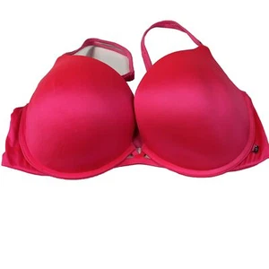 Very Victorias Secret 34DD Pushup Bra Padded Solid Hot Pink Underwire #2058 - Picture 1 of 13