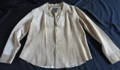 CHAQUETA ABRIGO CAMISA VINTAGE BRANDON THOMAS CUERO Para Mujer Talla L Gamuza Marrón Tostado Foto 1 de 4