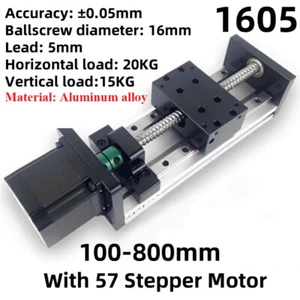 Kugelumlaufspindel Linear Doppel 100-800 mm Schiene Bewegung Schiebetisch 57 Schrittmotor 1605 - Bild 1 von 15