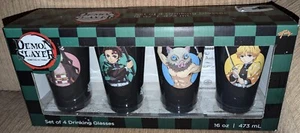 NUEVO Cristalería de pinta Demon Slayer 16 OZ (juego de 4) retratos de personajes (funky) - Imagen 1 de 2
