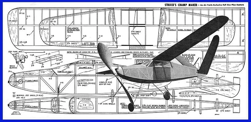 Model Airplane Plans (FF): CHAMPMAKER 24" Rubber-Powered by Henry Struck - Image 1 of 1